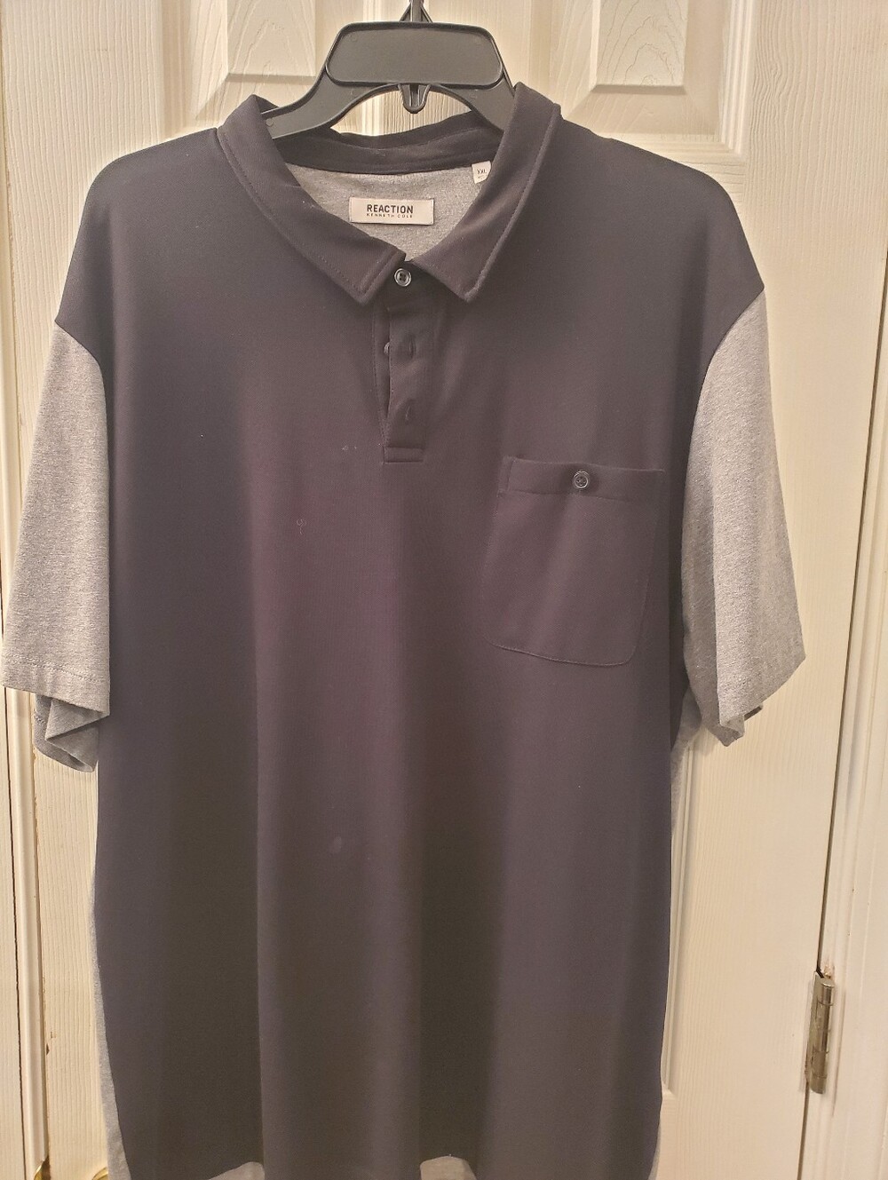 Kenneth Cole Two-Tone Polo Shirt - Navy Body with Gray Sleeves